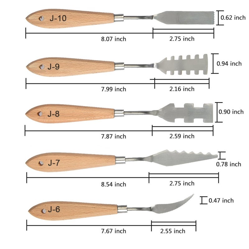 FOCCTS 13 Pcs Palette Knife Set, Stainless Steel Spatula Knives, Wooden Handle Painting Pallet Knife Set for Oil, Acrylic Mixing, 13 Distinctive Blade Shapes - Image 3